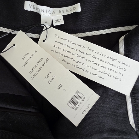 Veronica Beard Goodwin Buckle Shorts Black Linen Blend Size 8 NWT - Picture 15 of 16